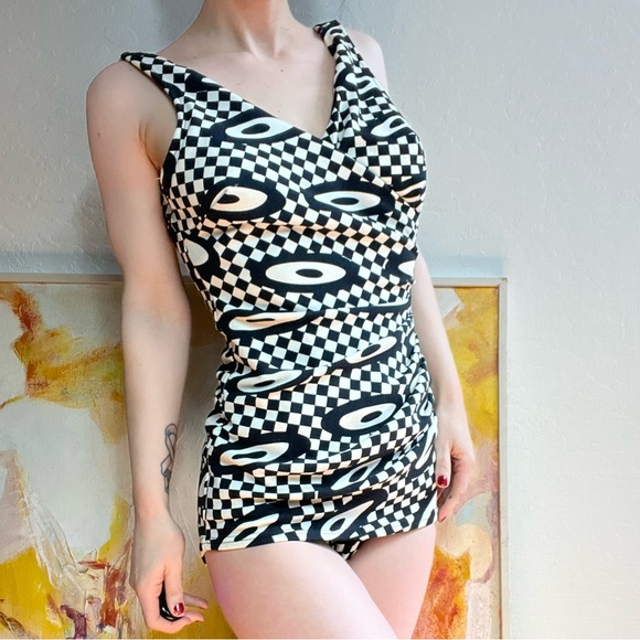 Vintage Maillot Op Art Bullseye Bathing suit - Picture 4 of 7